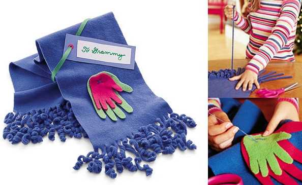 Синий детский флисовый шарф